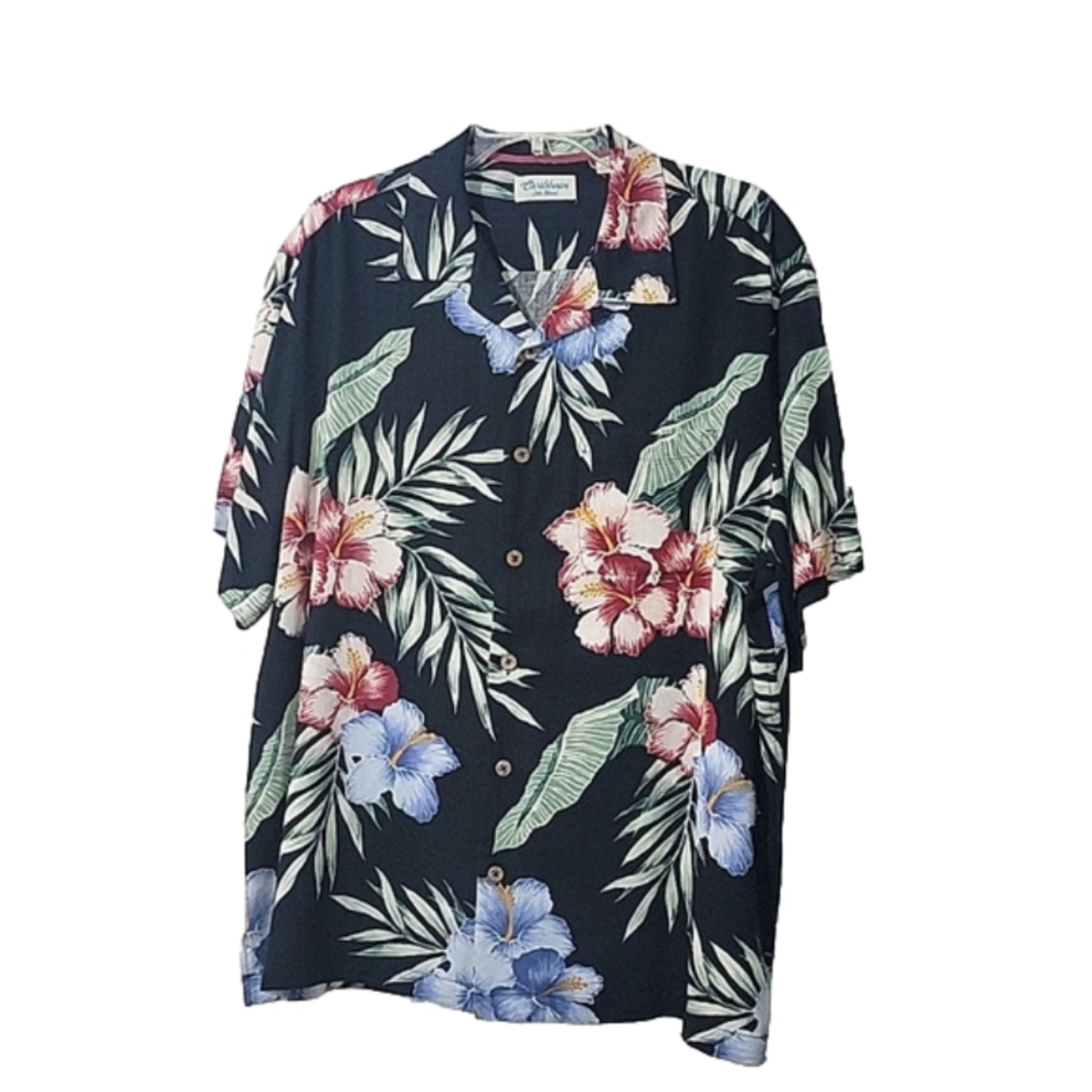 CARIBBEAN Silk-blend mens' tropical print Hawaiian shirt, XL